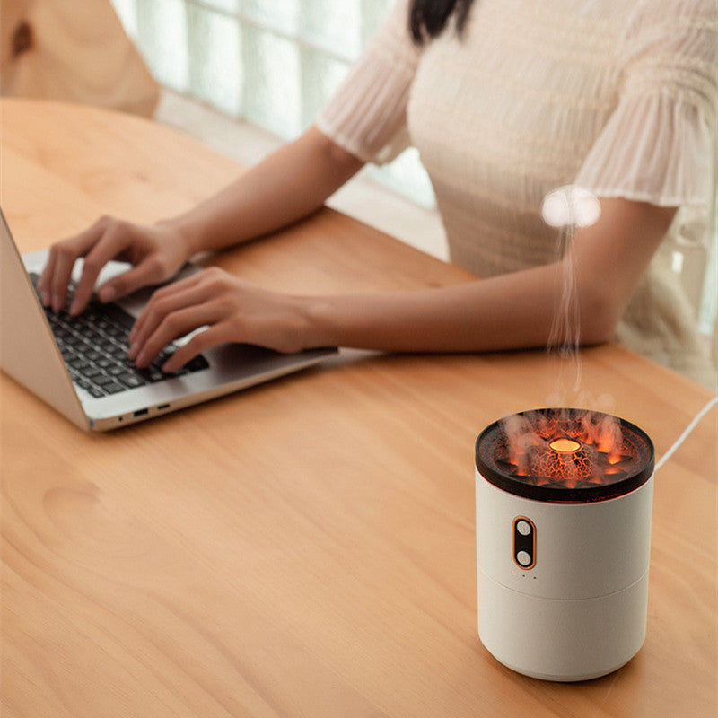 Air Humidifier with Volcanic Flame