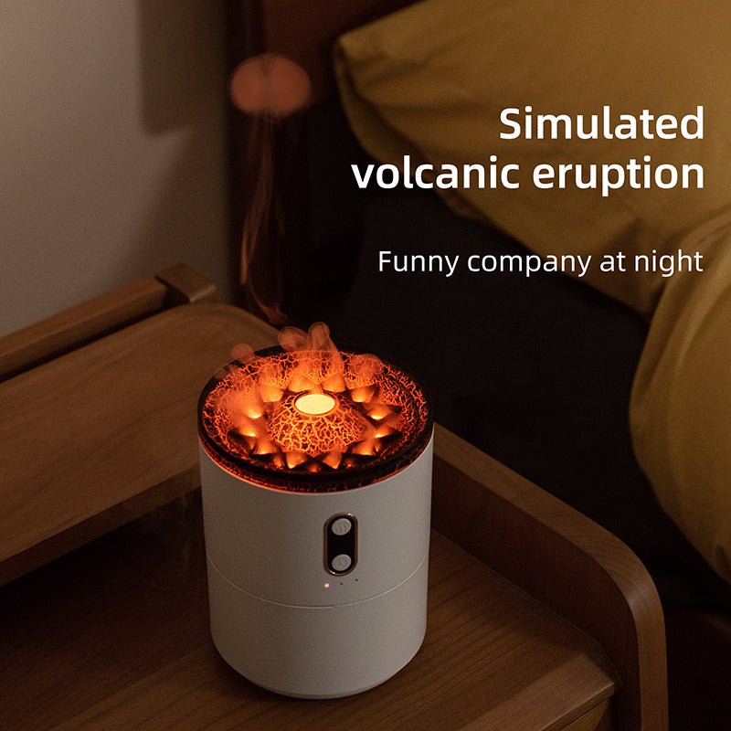 Air Humidifier with Volcanic Flame